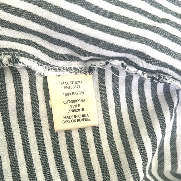 Max Studio Black and White Striped Button Down Shirt - Picture 6 of 6